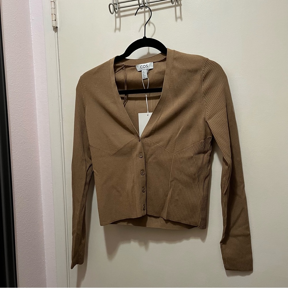 COS Brown Ribbed Cardigan
